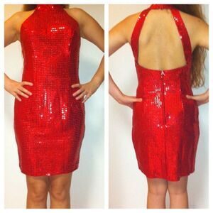 Fredericks of Hollywood red sequins cocktail dress